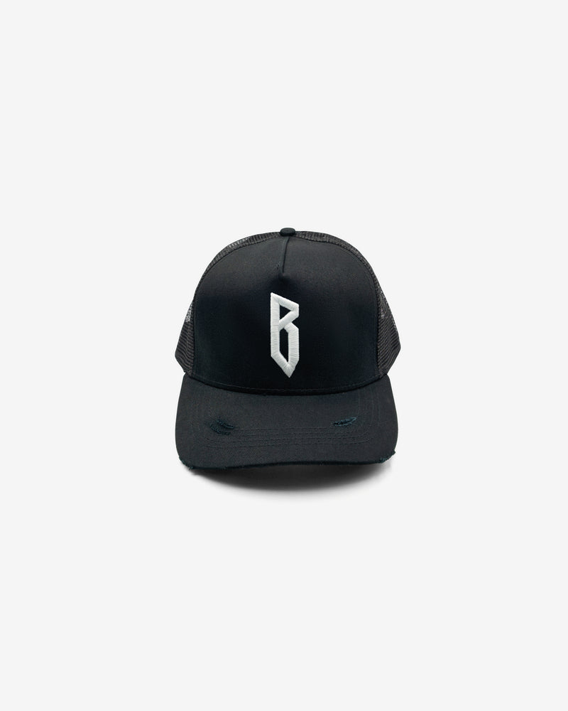 B Logo Cap Black White